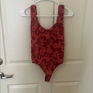 Free People Red Floral Bodysuit